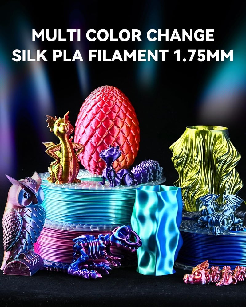 Sunlu 3D Printer Filament Bundle, Individually Vacuum Packed, Quadruple Color Silk Filament*4, PLA Silk Filament*4, 250g Spool, 2kg Total - Image 5
